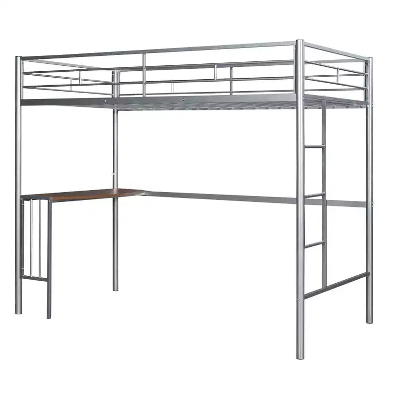 Lit mezzanine en métal pour lits jumeaux avec bureau intégré, échelle et barrières de sécurité, 198,4 cm L x 105,2 cm l, lit mezzanine pour chambre à coucher