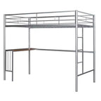 Lit mezzanine en métal pour lits jumeaux avec bureau intégré, échelle et barrières de sécurité, 198,4 cm L x 105,2 cm l, lit mezzanine pour chambre à coucher