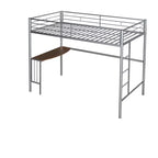 Lit mezzanine en métal pour lits jumeaux avec bureau intégré, échelle et barrières de sécurité, 198,4 cm L x 105,2 cm l, lit mezzanine pour chambre à coucher