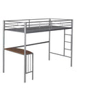 Lit mezzanine en métal pour lits jumeaux avec bureau intégré, échelle et barrières de sécurité, 198,4 cm L x 105,2 cm l, lit mezzanine pour chambre à coucher