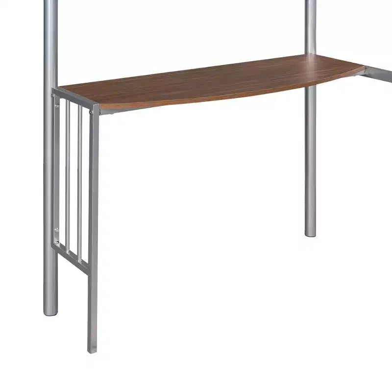 Lit mezzanine en métal pour lits jumeaux avec bureau intégré, échelle et barrières de sécurité, 198,4 cm L x 105,2 cm l, lit mezzanine pour chambre à coucher