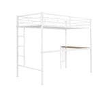 Lit mezzanine en métal pour lits jumeaux avec bureau intégré, échelle et barrières de sécurité, 198,4 cm L x 105,2 cm l, lit mezzanine pour chambre à coucher