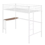 Lit mezzanine en métal pour lits jumeaux avec bureau intégré, échelle et barrières de sécurité, 198,4 cm L x 105,2 cm l, lit mezzanine pour chambre à coucher