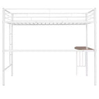 Lit mezzanine en métal pour lits jumeaux avec bureau intégré, échelle et barrières de sécurité, 198,4 cm L x 105,2 cm l, lit mezzanine pour chambre à coucher