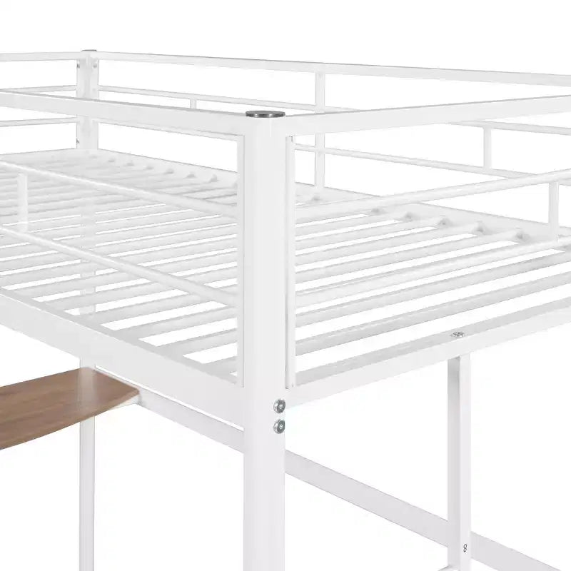 Lit mezzanine en métal pour lits jumeaux avec bureau intégré, échelle et barrières de sécurité, 198,4 cm L x 105,2 cm l, lit mezzanine pour chambre à coucher