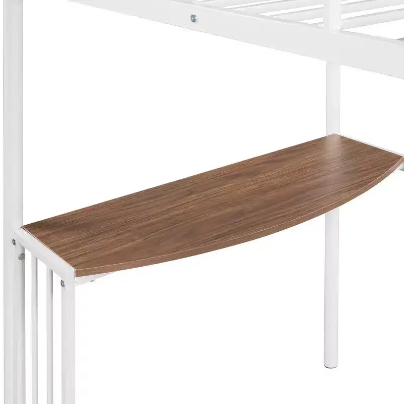 Lit mezzanine en métal pour lits jumeaux avec bureau intégré, échelle et barrières de sécurité, 198,4 cm L x 105,2 cm l, lit mezzanine pour chambre à coucher
