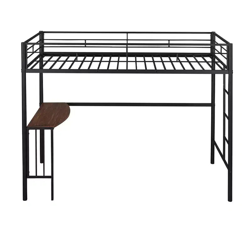 Lit mezzanine en métal pour lits jumeaux avec bureau intégré, échelle et barrières de sécurité, 198,4 cm L x 105,2 cm l, lit mezzanine pour chambre à coucher