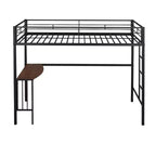 Lit mezzanine en métal pour lits jumeaux avec bureau intégré, échelle et barrières de sécurité, 198,4 cm L x 105,2 cm l, lit mezzanine pour chambre à coucher