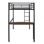 Lit mezzanine en métal pour lits jumeaux avec bureau intégré, échelle et barrières de sécurité, 198,4 cm L x 105,2 cm l, lit mezzanine pour chambre à coucher