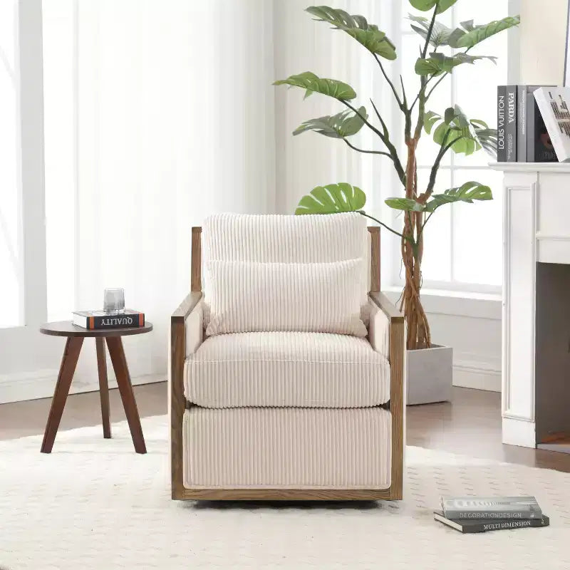 Fauteuils d'appoint pour chambre à coucher, fauteuil pivotant en velours côtelé à 360 degrés, fauteuil de loisirs, fauteuil d'appoint moderne surdimensionné