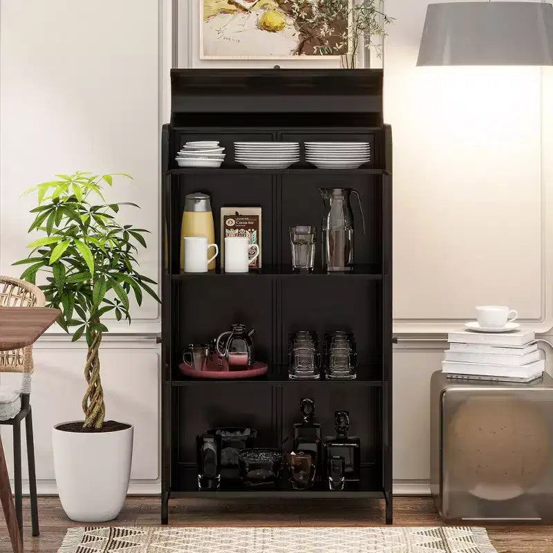 Armoire de rangement haute en métal de 120 cm, meuble d'exposition à 4 étagères ouvertes, buffet autoportant en acier