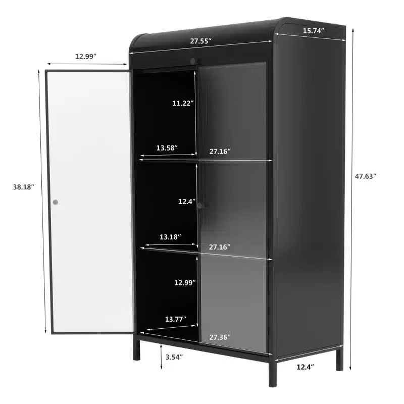 Armoire de rangement haute en métal de 120 cm, meuble d'exposition à 4 étagères ouvertes, buffet autoportant en acier