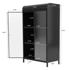 Armoire de rangement haute en métal de 120 cm, meuble d'exposition à 4 étagères ouvertes, buffet autoportant en acier