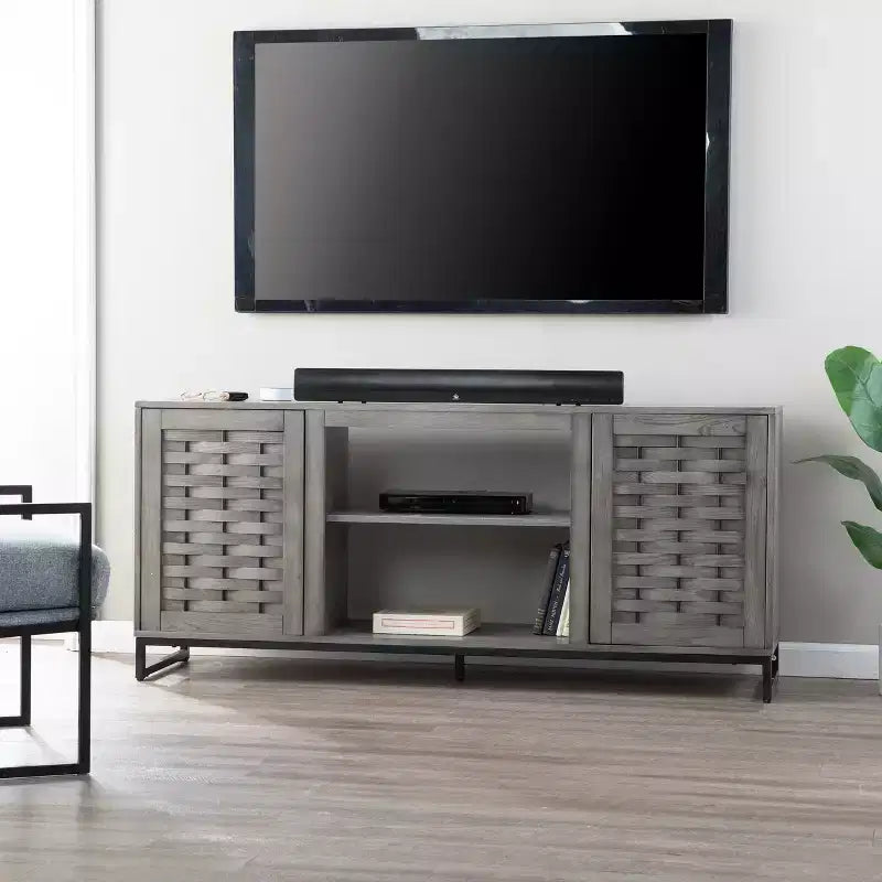 Meuble TV Akehurst avec rangement multimédia - Gris