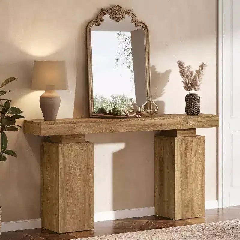 Console en bois de 160 cm, table d'entrée de style ferme derrière le canapé, meuble d'entrée moderne pour salon, entrée, couloir