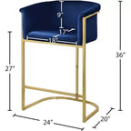 Meridian Furniture, Tabouret Donatella en velours bleu marine