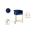 Meridian Furniture, Tabouret Donatella en velours bleu marine