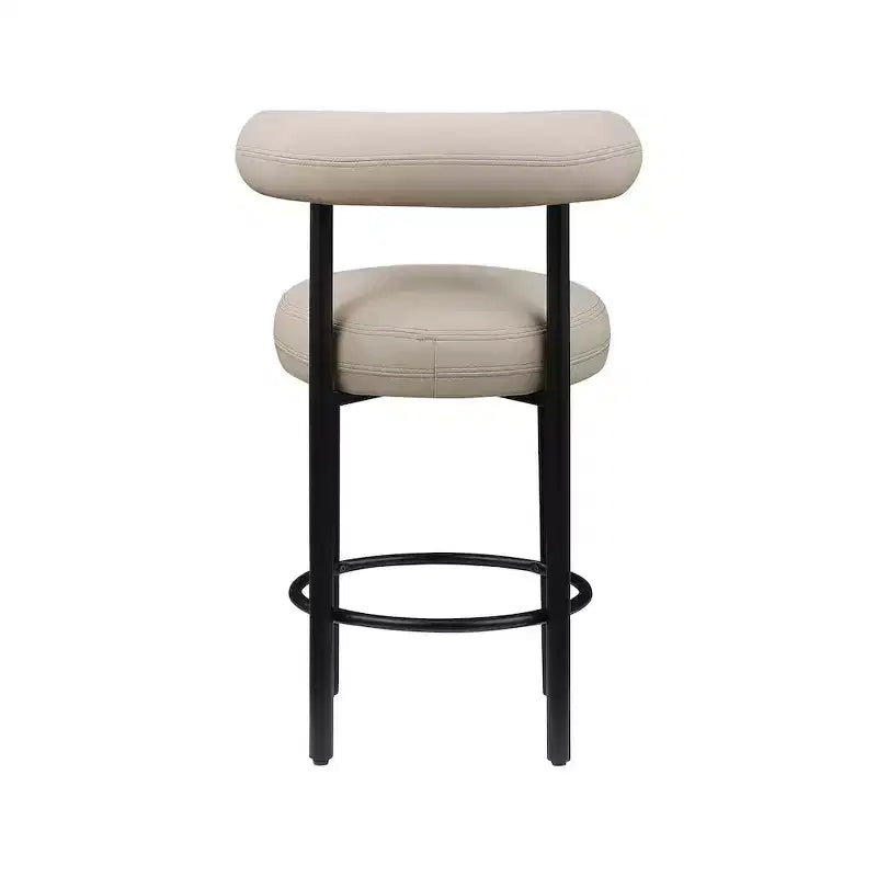Meridian Furniture, Tabouret de comptoir en cuir végétalien taupe Bordeaux, ensemble de 2