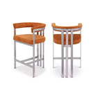 Meridian Furniture,Marcello Cognac Velvet Counter Stool, Set of 2