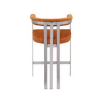 Tabouret de comptoir Marcello en velours couleur cognac, lot de 2