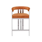 Tabouret de comptoir Marcello en velours couleur cognac, lot de 2