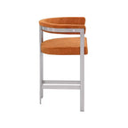 Tabouret de comptoir Marcello en velours couleur cognac, lot de 2