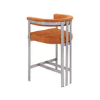 Tabouret de comptoir Marcello en velours couleur cognac, lot de 2