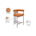 Tabouret de comptoir Marcello en velours couleur cognac, lot de 2