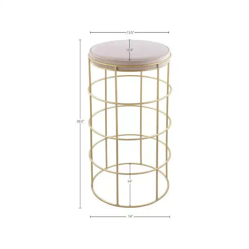Tabouret de bar en velours crème Rebar, Meridian Furniture