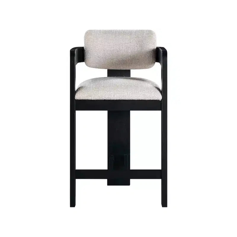 Meridian Furniture, Tabouret Sacha en tissu texturé lin beige