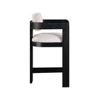 Meridian Furniture, Tabouret Sacha en tissu texturé lin beige