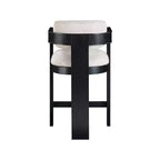 Meridian Furniture, Tabouret Sacha en tissu texturé lin beige