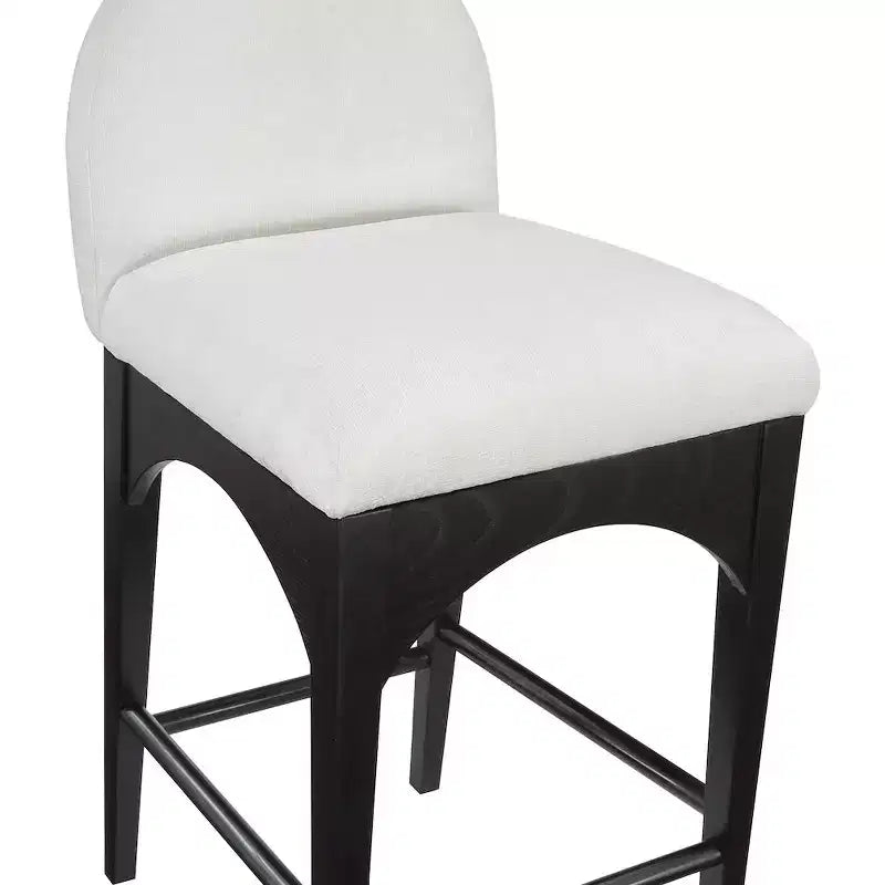 Tabouret en tissu chenille crème Waldorf