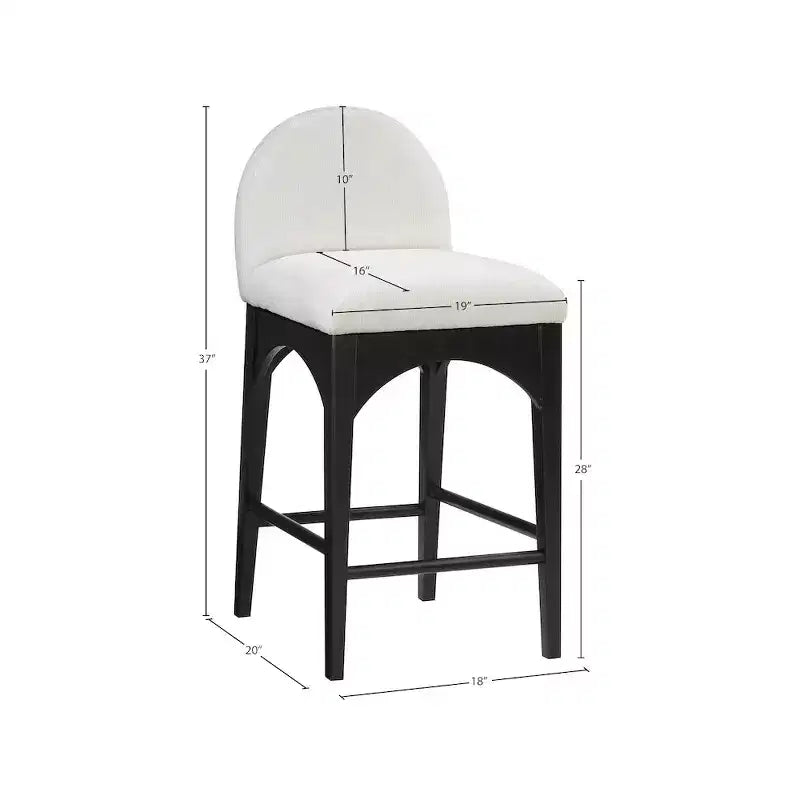 Tabouret en tissu chenille crème Waldorf