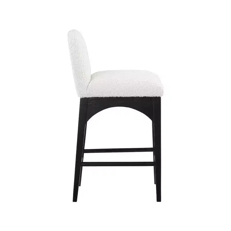 Tabouret en tissu bouclé crème Waldorf