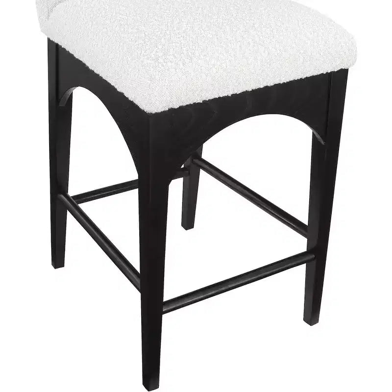 Tabouret en tissu bouclé crème Waldorf