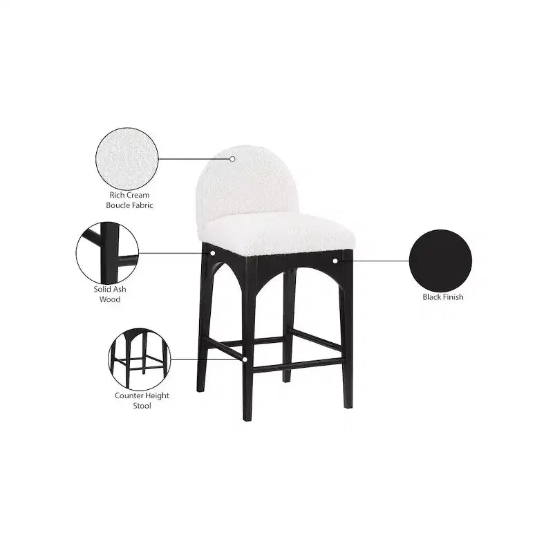Tabouret en tissu bouclé crème Waldorf