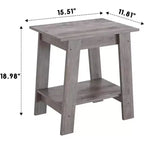 Table d'appoint rustique grise 2 pièces, table de chevet à 2 niveaux avec étagère de rangement pour chambre à coucher, salon, entrée, conception peu encombrante