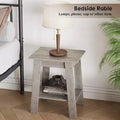 Table d'appoint rustique grise 2 pièces, table de chevet à 2 niveaux avec étagère de rangement pour chambre à coucher, salon, entrée, conception peu encombrante