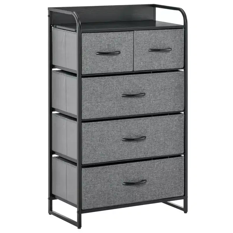 Commode de Chambre à Coucher avec 9 Tiroirs, Commode de Rangement avec Bacs en Tissu Faciles à Tirer, Cadre en Acier avec Plateau en Bois pour Placard Buanderie Entrée
