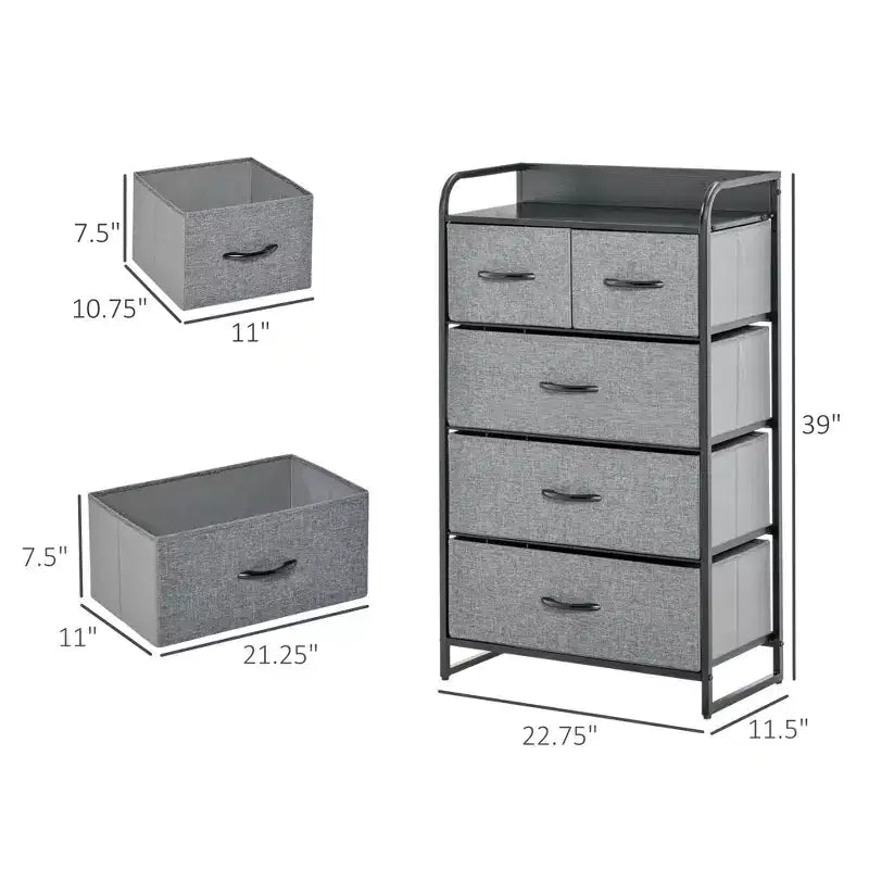 Commode de Chambre à Coucher avec 9 Tiroirs, Commode de Rangement avec Bacs en Tissu Faciles à Tirer, Cadre en Acier avec Plateau en Bois pour Placard Buanderie Entrée