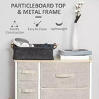 Commode de Chambre à Coucher avec 9 Tiroirs, Commode de Rangement avec Bacs en Tissu Faciles à Tirer, Cadre en Acier avec Plateau en Bois pour Placard Buanderie Entrée