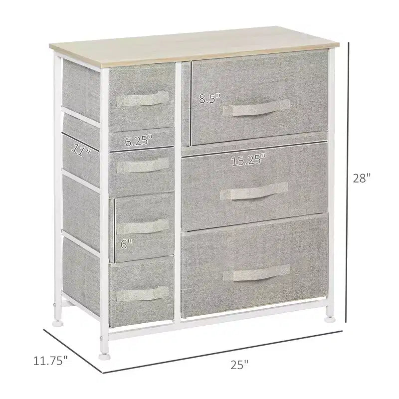 Commode de Chambre à Coucher avec 9 Tiroirs, Commode de Rangement avec Bacs en Tissu Faciles à Tirer, Cadre en Acier avec Plateau en Bois pour Placard Buanderie Entrée