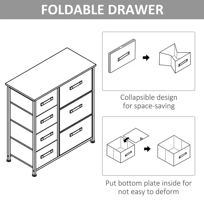 Commode de Chambre à Coucher avec 9 Tiroirs, Commode de Rangement avec Bacs en Tissu Faciles à Tirer, Cadre en Acier avec Plateau en Bois pour Placard Buanderie Entrée
