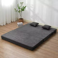 Canapé-lit pliant, lit de canapé pliable 3-en-1 avec 2 oreillers et housse lavable, lit de chaise-lit en mousse à mémoire de forme haute densité 25D, gris foncé (Queen)