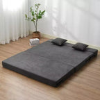 Canapé-lit pliant, lit de canapé pliable 3-en-1 avec 2 oreillers et housse lavable, lit de chaise-lit en mousse à mémoire de forme haute densité 25D, gris foncé (Queen)