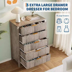 Commode à 5 tiroirs pour chambre à coucher, commode étroite et moderne de 114 cm de haut, armoire de rangement en bois ou table de chevet pour petits espaces