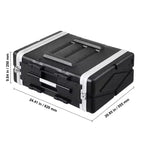 Flight case rack 4U, profondeur standard 19 pouces, rack serveur avec poignées en ABS, loquets papillons twist robustes, noir