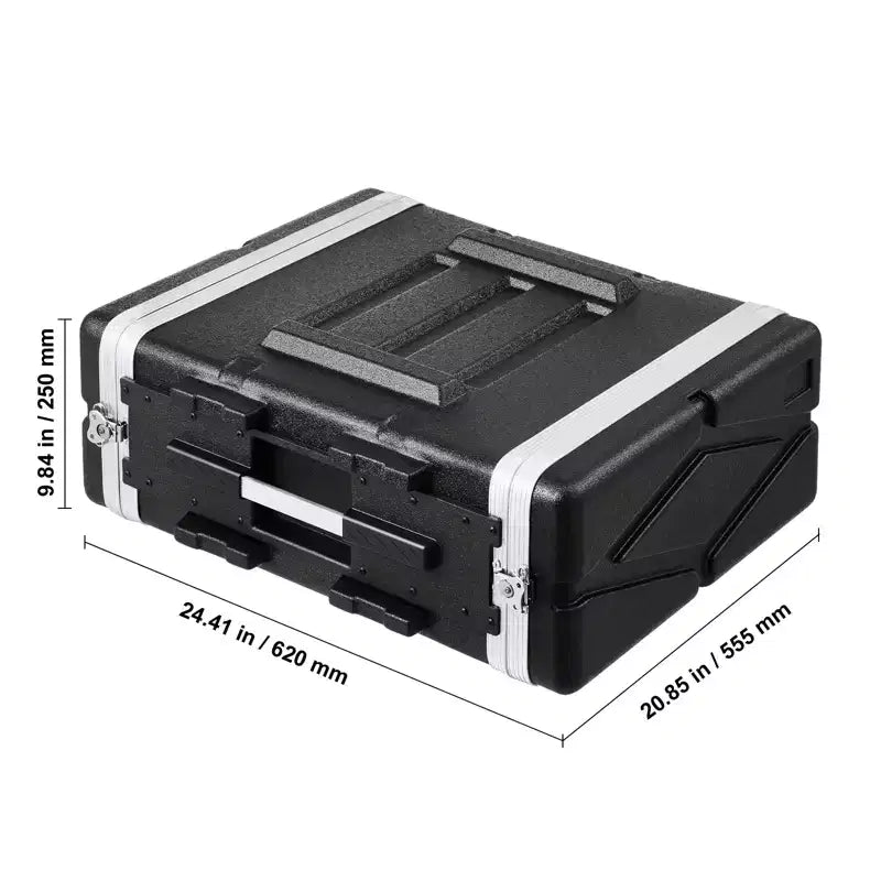 Flight case rack 4U, profondeur standard 19 pouces, rack serveur avec poignées en ABS, loquets papillons twist robustes, noir