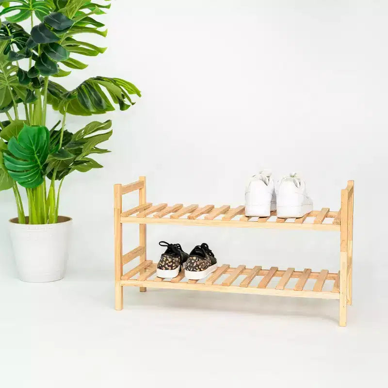 Organisateur d'étagères à chaussures en bois empilables pour placard, étagères d'entrée, meuble à chaussures à niveaux, capacité de 6 paires, naturel